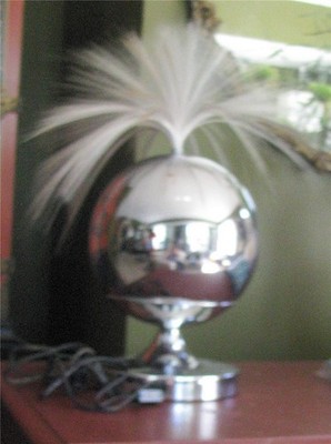 Vtg 70's Fantasia Chrome Ball Sunburst Fiber Optic Revolving Color Change Lamp