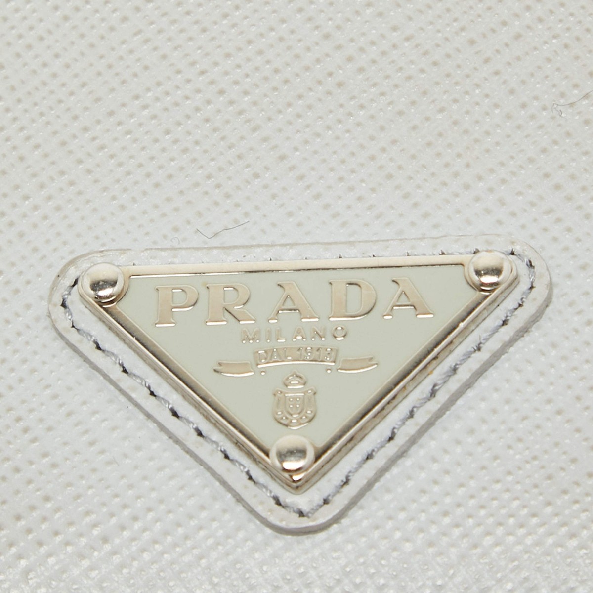 Prada White Saffiano Leather Badge Holder | eBay