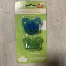 Angel Of Mine Silicone Pacifiers 0-36 Months Blue Green 2 Pacifiers