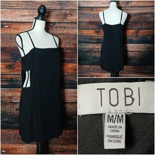 TOBI Dress M Cutout Black Viscose Lined Zip Back Open Side LBD 