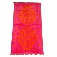 True Vintage MCM Cotton Bath Towel Pink & Orange Bright Deadstock 24x42 NEW