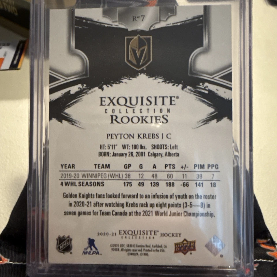 2020-21 Upper Deck Exquisite Collection Rookies #R7 Peyton Krebs /299 - Image 2 of 3