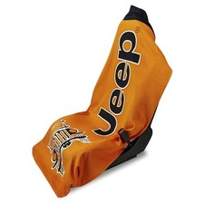 Towel 2 Go Orange Seat Cover with Jeep Wrangler Logo - Soft Machine Washable