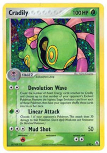 Damaged Cradily - 3/92 - Holo Rare Pokemon Legend Maker