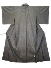 Vintage Japan Mud-Dyed Oshima Tsumugi Kimono M 7-Maruki Yuki 26.8" Bamboo UNUSED