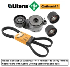 Belt Tensioner Idler Pulley Drive Belt 4pcs OEM for Mercedes GL350 / ML350 Blue