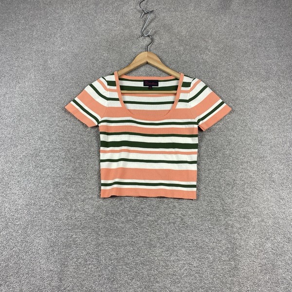 Y2K T Shirt Womens S Striped Cropped Baby Tee Renellion 2000s Hip Hop