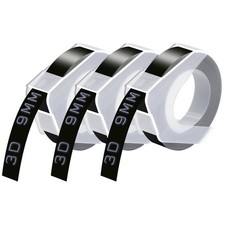 3PK 3D Emobssing Label Tape White on Black 520109 For Dymo Organizer Xpress Pro