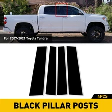 4PCS Black Door Car Window Pillar Post Cover Trim For 2007-2021 Toyota Tundra