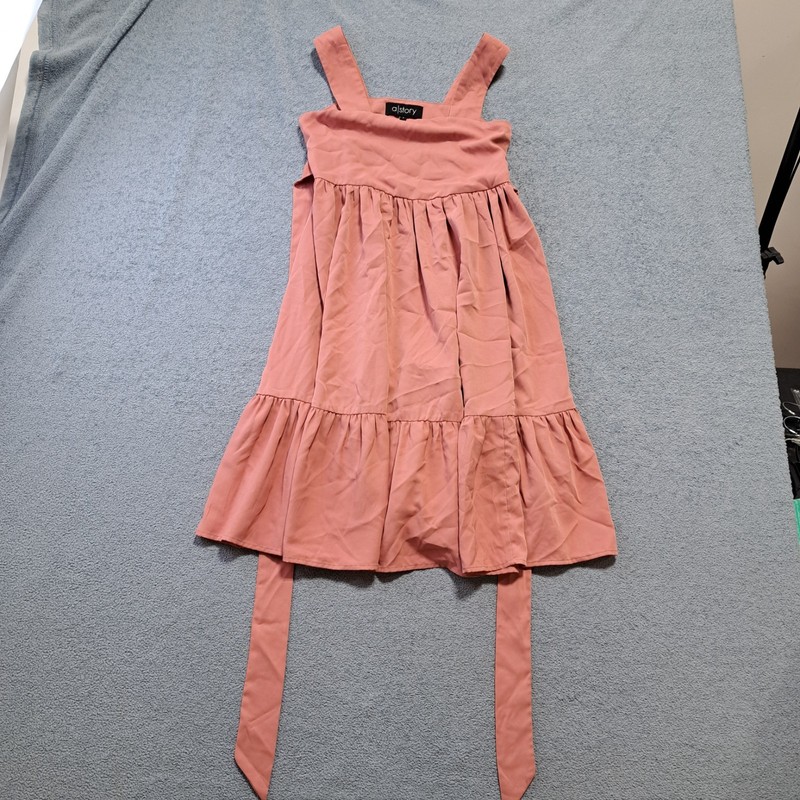 A Story Pink Tiered Cami Dress Girls Size 7 Casual Sleeveless Square Neck