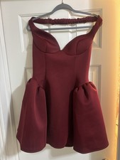 Burgundy Sweetheart Neck Mini Fit & Flare Pleated Strappy Sleeveless Dress