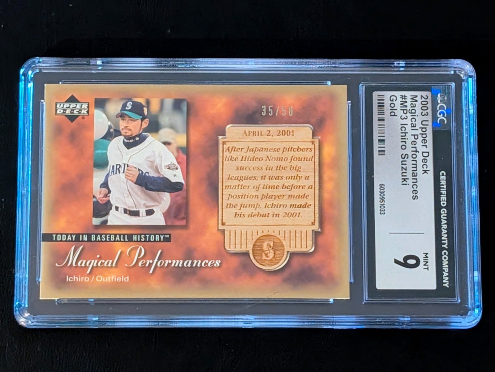 2003 Upper Deck Magical Performances Gold Ichiro Suzuki /50 CGC 9 MINT