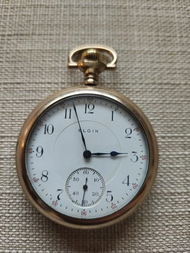 Antique Elgin 17 Jewel Double Roller Pocket Watch Runs B&B Royal Case