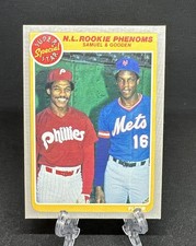 1985 Fleer Baseball NL Rookie Phenoms #634 Dwight Gooden & Juan Samuel RC