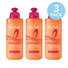 L'Oréal Elvive Dream Lengths Leave-In Cream 6.8 oz - 3 Pack - New