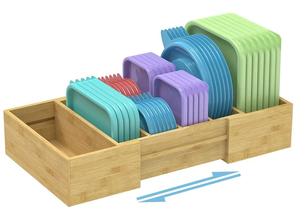 Shaw Lid Organizer for Cabinet, Expandable Kitchen Organizer with 3 Adjustabl...