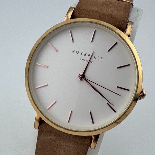 Rosefield Quartz Watch Women 30m Rose Gold Tone Leather Japan Analog New Battery