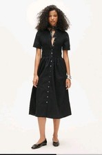 New J. Crew Elsie Shirt Dress Cotton Poplin Black Size Petite Small 168