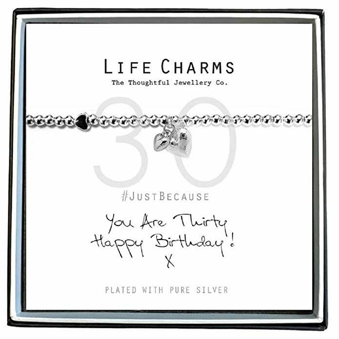 LIFE CHARMS - YOU ARE 30 HAPPY BIRTHDAY! X - Silver Plated Bracelet in Gift Box