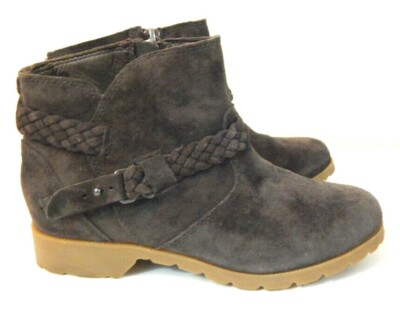 Teva Women's 5 Boots De La Vina Brown Suede Ankle Booties Braided Leather EUC