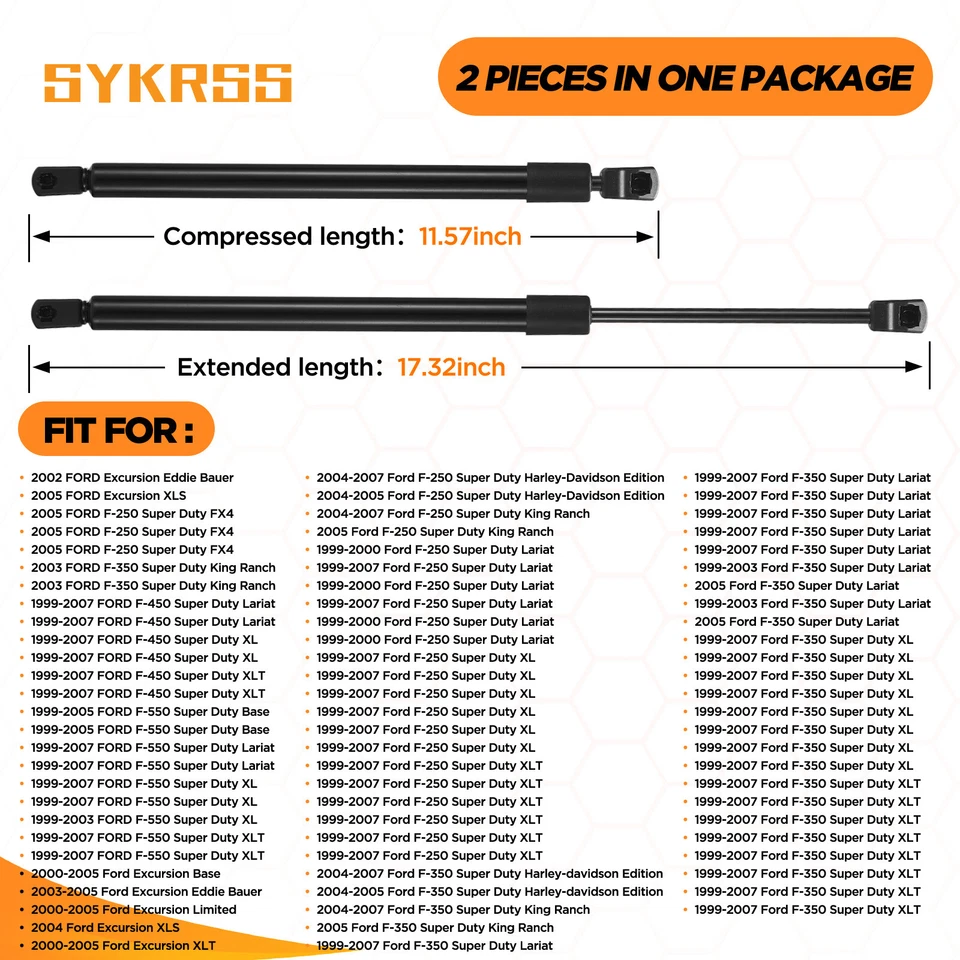 Qty2 Front Hood Gas Lift Supports Shocks For Ford Excursion F250 Super Duty — 第 4/4 张图片