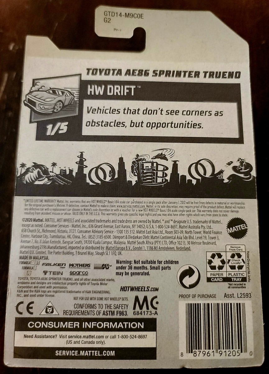 Hot Wheels 2021 Toyota AE86 Sprinter Trueno ZAMAC FALKEN HW Drift