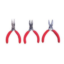 3" Mini Pliers 3 piece Set Round, Flat  Diagonal Nose Carbon Steel Vinyl Grips