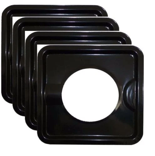 4x COPRI BAVAGLINO BRUCIATORE A GAS QUADRATO ACCIAIO NERO RESISTENTE 7,8" AD196 - Immagine 2 di 3