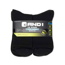 AND1  Men's Mid Crew Socks 12 pack ARCH COMPRESSION Reinforced Heel and Toe