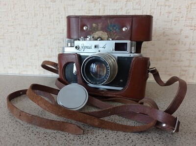 Vintage Soviet Camera Zorkiy 4, Lens Jupiter 8, 1:2 f 5cm in a leather case