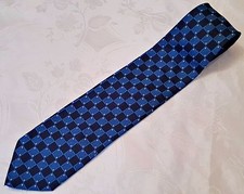 GENTS VINTAGE AUTHENTIC PLAIDS AND CHECKS BLUE BLACK SILK MENS NECK TIE