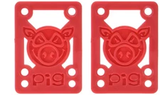 Pig Skateboard Risers 1/8" Red (Pair) Pig Piles Riser Pads (hard)