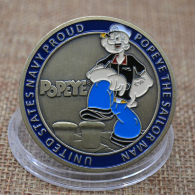 The Sailor Man Popeye Metal US Navy Proud Commemorative Challenge Coin Collect
