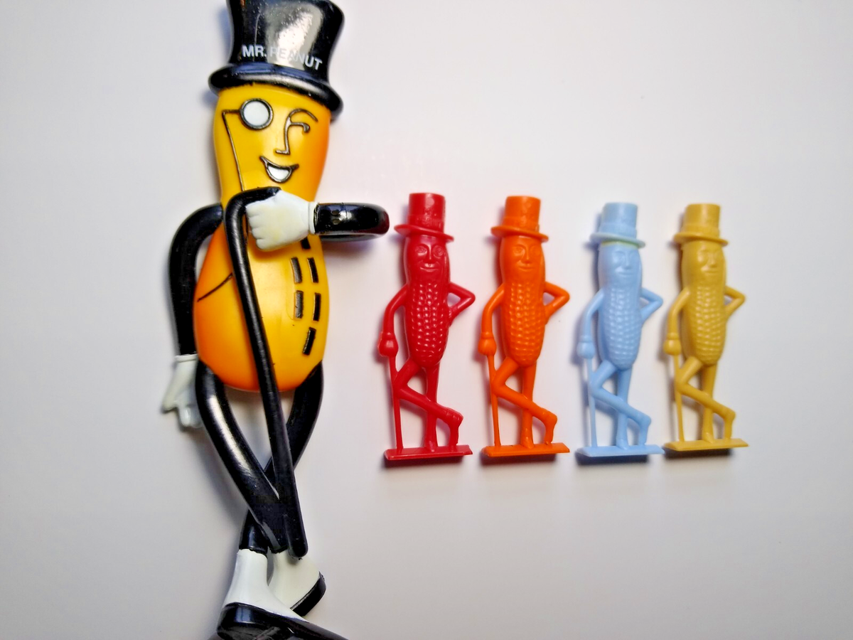 激レア！　ビンテージ PLANTERS Mr. Peanut アメトイ セット Mr. Peanut Planters Lot Of 5 Items Bendy Figure Red Orange Blue
