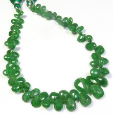 Top Tsavorite Garnet Faceted Natural Gems Pear Beads 5-12mm 8.5"Strand GV-4043