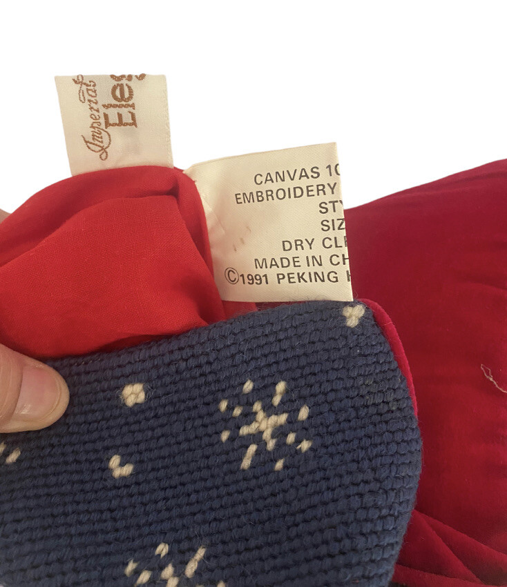 Vintage Imperial Elegance Wool Needlepoint Christmas Stocking Santa