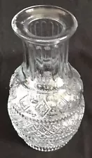 Clear Glass Detailed Round Bud Vase 5.25” Tall