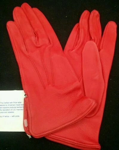 Gants et moufles rouges en cuir pour homme