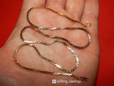 14K YELLOW GOLD MM S LINK FLAT SNAKE CHAIN NECKLACE 18 INCHES