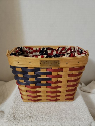 Longaberger 1998 Village 20th Century Basket, Protector, Liner, 6 Family Members - Picture 4 of 12