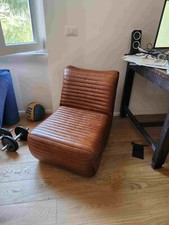 Poltrona design vintage industriale shabby chic loft ferro legno pelle casa