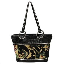 Raviani Black Croco Leather W/clear Crystals 