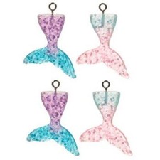 Mermaid Tail Colored Acrylic Charms Set - 4pcs