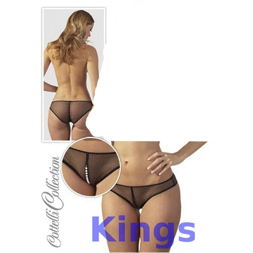 Black Lacey Stimulating Beaded Strand Lace Breif Thong Panty