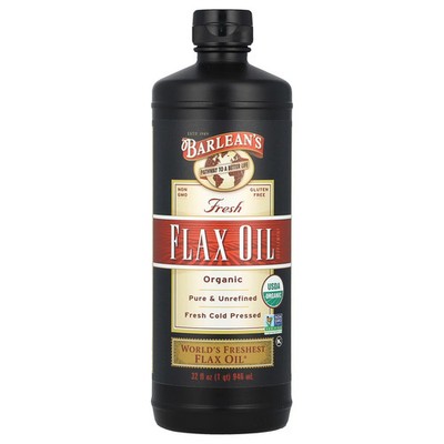 Barlean s Organic Fresh Flax Oil 32 fl oz 946 ml Gluten-Free, Kosher, Organic,