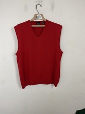Jos A Bank Mens Sweater Vest XL Red 100 Merino Wool V-Neck Holiday Christmas