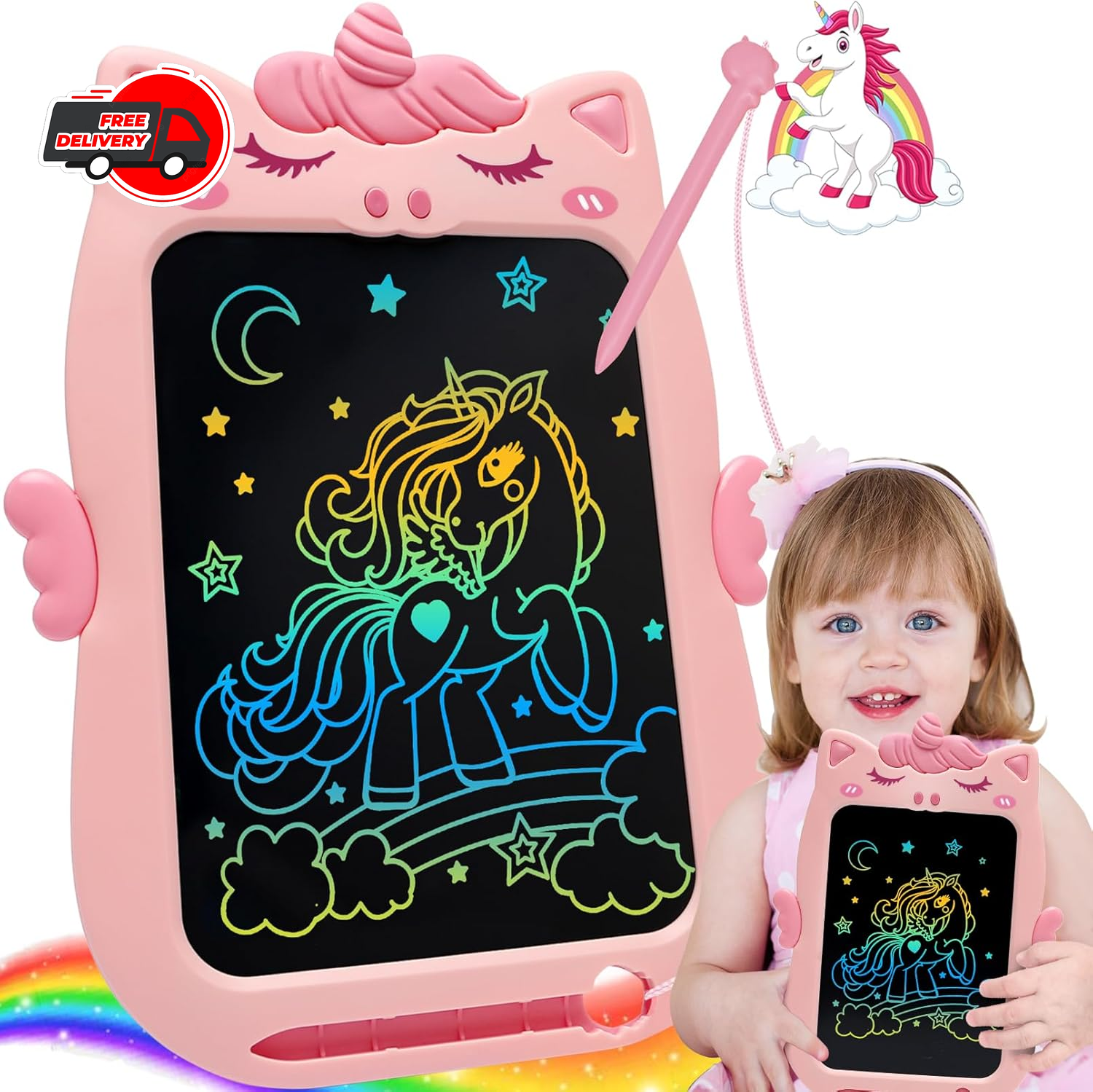 Toys for 1 2 3 Year Old Girl Gifts,10In LCD Writing Tablet for Kids,Toddler Toys