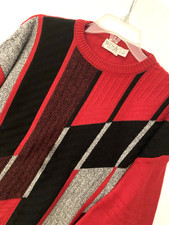 Vintage St Croix Mens Sweater XL Red Textured Abstract Cotton Blend