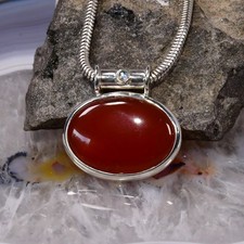 Karneol Anhänger, 925er Silber, Edelsteinanhänger (15129), mit Mondstein