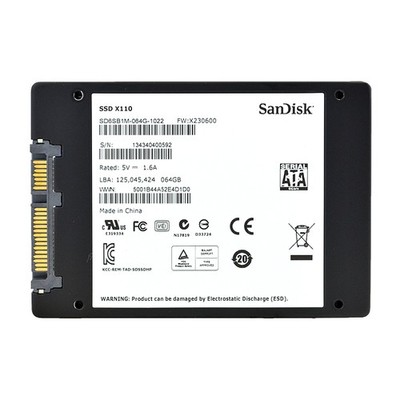 SanDisk X110 SSD 64 GB SATA III 6gb/s 2,5'' Zoll SD6SB1M-064G-1022